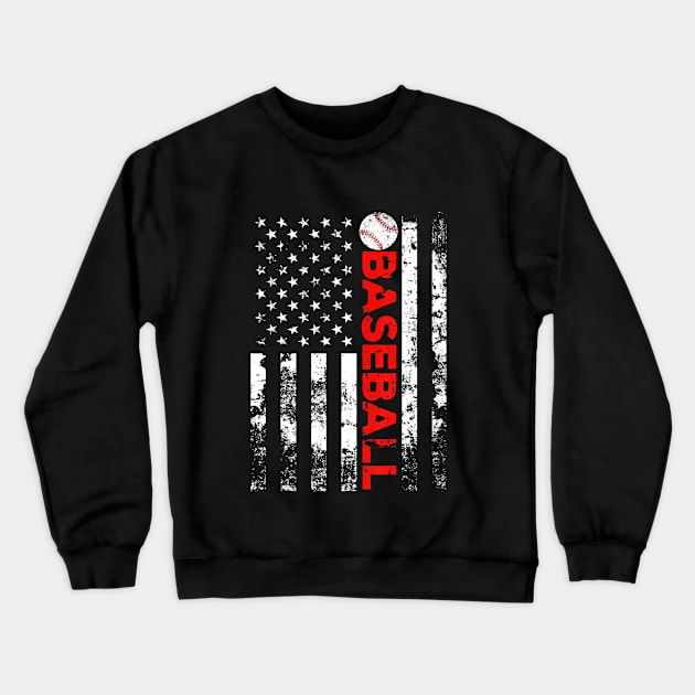 American Flag Baseball Team Gift Crewneck Sweatshirt by Vigo